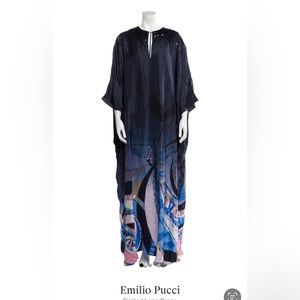 Haute couture Emilio Pucci kaftan dress “midnight party” with bead baubles silk